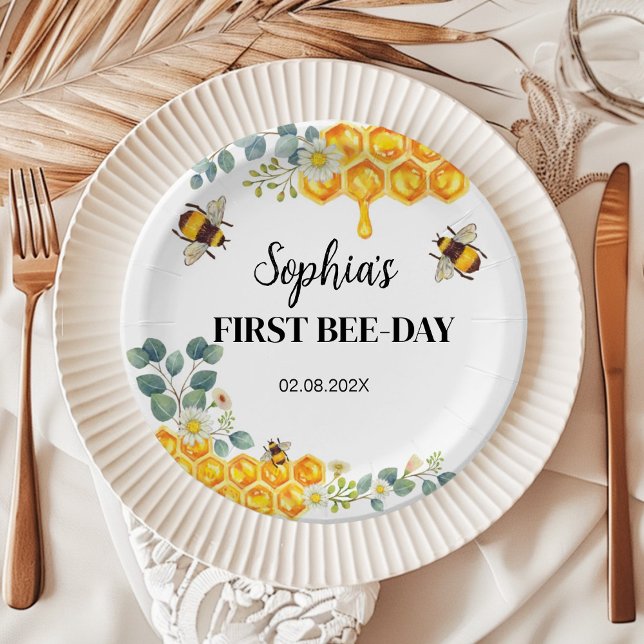 Assiettes En Carton Baby shower d'anniversaire d'abeilles (Créateur téléchargé)