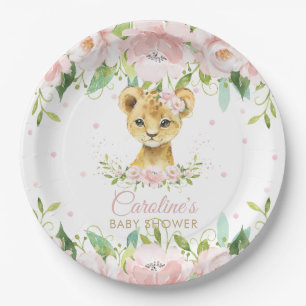 Assiettes En Carton Baby shower d'anniversaire du lion floral rose