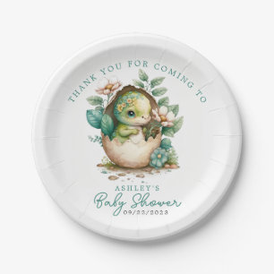 Assiettes En Carton Baby shower d'aquarelle d'oeuf Dinosaur Floral