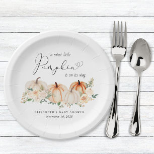 Assiettes En Carton Baby shower d'aquarelle florale petit Citrouille