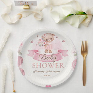 Assiettes En Carton Baby shower d'aquarelle rose