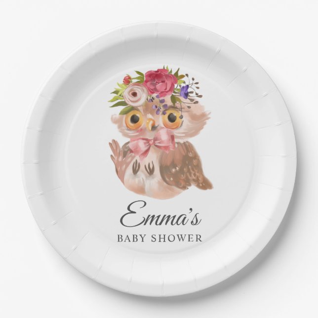 Assiettes En Carton Baby shower d'aquarelle rose Rose Gold (Devant)