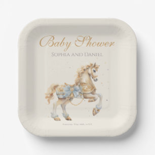 Assiettes En Carton Baby shower d'aquarelle vintage Carousel Horse