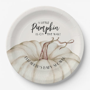 Assiettes En Carton Baby shower d'automne Citrouille blanc