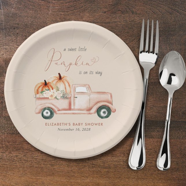 Assiettes En Carton Baby shower d'automne citrouille de camionnette d' (Créateur téléchargé)