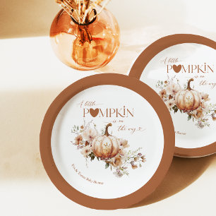 Assiettes En Carton Baby shower d'automne citrouille et fleur Boho