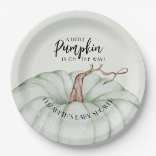 Assiettes En Carton Baby shower d'automne Citrouille vert