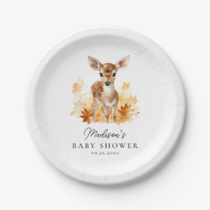Assiettes En Carton Baby shower d'automne de cerfs de bois mignon