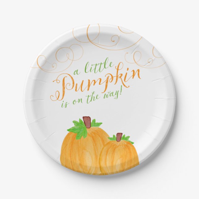 Assiettes En Carton Baby shower d'automne de Little Citrouille (Devant)