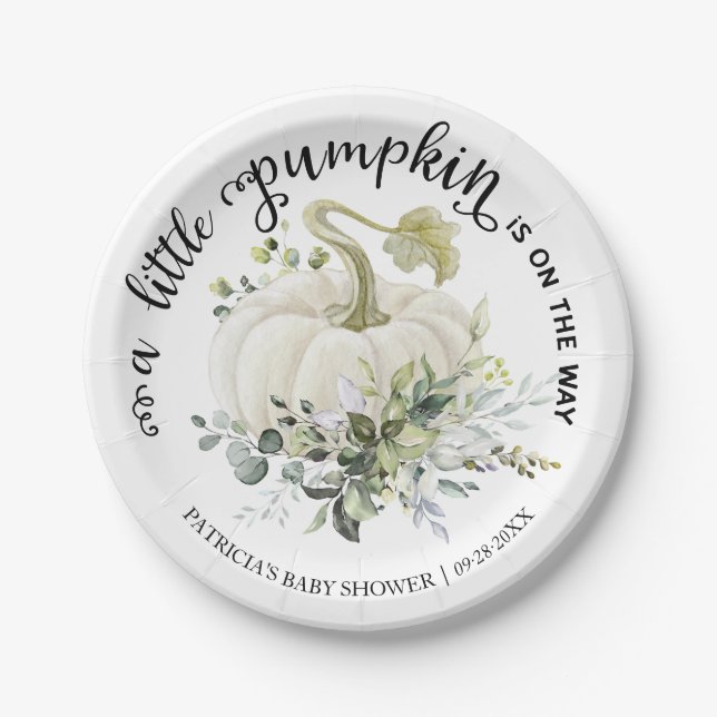 Assiettes En Carton Baby shower d'automne de Little Citrouille (Devant)