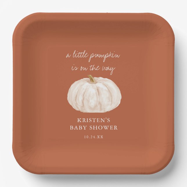 Assiettes En Carton Baby shower d'automne du petit Citrouille Boho (Recto)