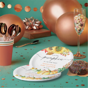 Assiettes En Carton Baby shower d'automne neutre pour le petit Citroui