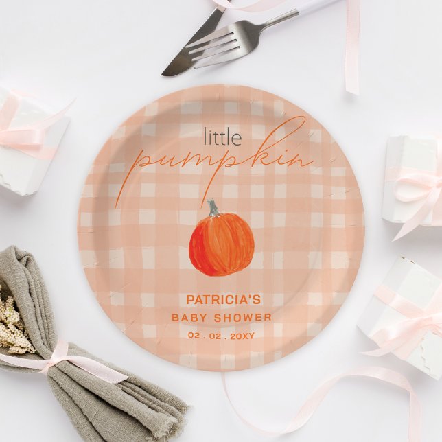 Assiettes En Carton Baby shower d'automne neutre pour le petit Citroui (Little Pumpkin Gender Neutral Fall Baby Shower Paper Plates)