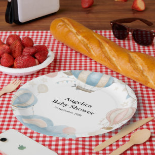 Assiettes En Carton Baby shower de ballon à air chaud Watercolor