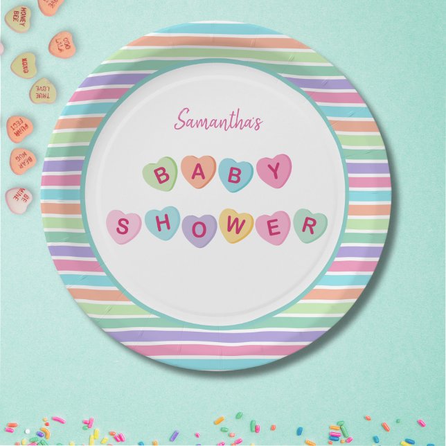 Assiettes En Carton Baby shower de bonbons cardiaques (Créateur téléchargé)