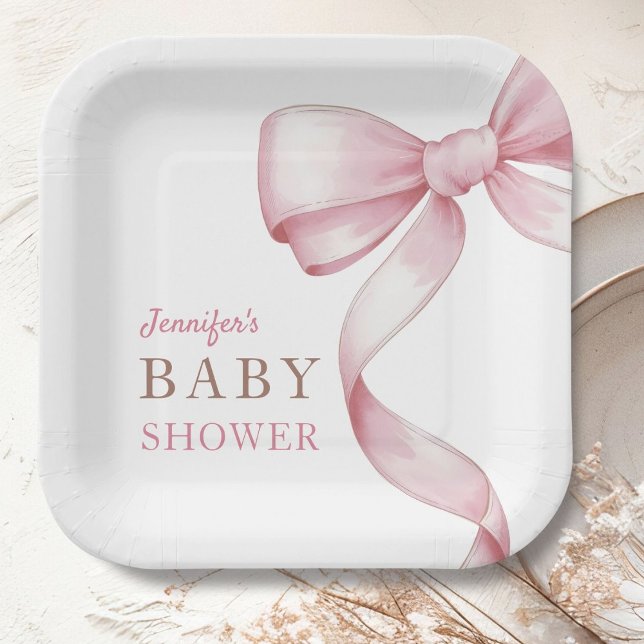 Assiettes En Carton Baby shower de boule rose (Créateur téléchargé)