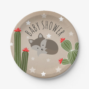 Assiettes En Carton Baby shower de cactus succulents à la florale de l