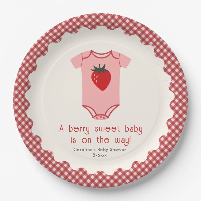 Assiettes En Carton Baby shower de carrosserie Berry Sweet (Devant)