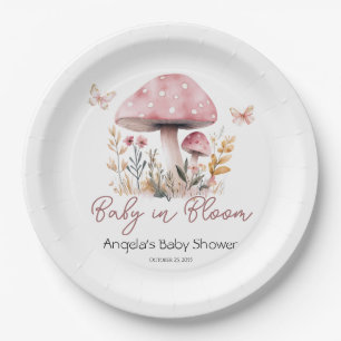 Assiettes En Carton Baby shower de champignons de bois rose