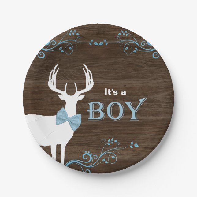 Assiettes En Carton Baby shower de chasse aux cerfs (Devant)