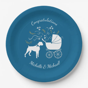 Assiettes En Carton Baby shower de chien de boxe