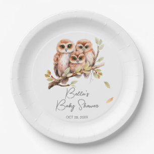 Assiettes En Carton Baby shower de Chouette neutre sur le plan du genr