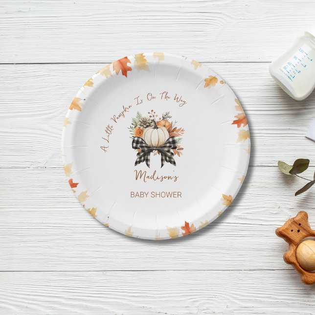Assiettes En Carton Baby shower de chute de Little Citrouille Floral & (Créateur téléchargé)