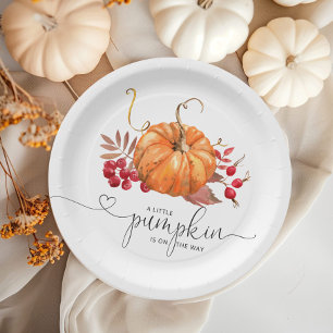 Assiettes En Carton Baby shower de citrouille à automne rustique orang