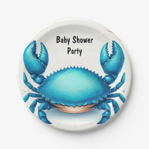 Assiettes En Carton Baby shower de crabe bleu de la marine de pêche