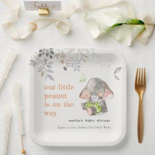 Assiettes En Carton Baby shower de feuillage d'éléphant de petite arac