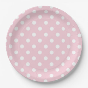 Assiettes En Carton Baby shower de fille Pink Polka Dot