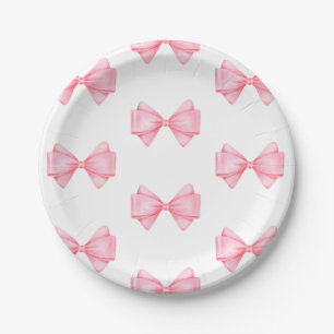 Assiettes En Carton Baby shower de fille rose Bow moderne