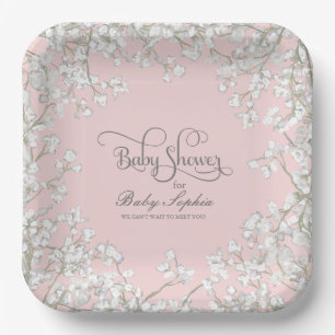 Assiettes En Carton Baby shower de fille Script de la respiration de b
