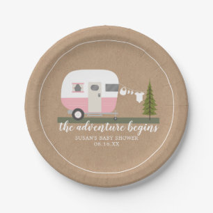 Assiettes En Carton Baby shower de filles du touriste Adventure Retro 