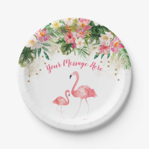 Assiettes En Carton Baby shower de Flamant rose tropical