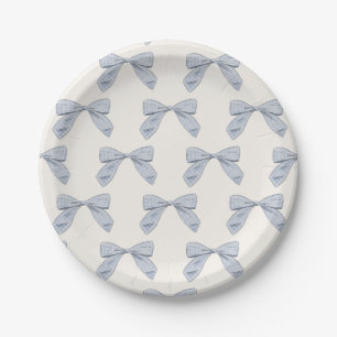 Assiettes En Carton Baby shower de garçon élégant avec cou à plaid ble