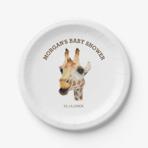 Assiettes En Carton Baby shower de girafe d'aquarelle de thème de