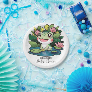 Assiettes En Carton Baby shower de grenouille Pastel