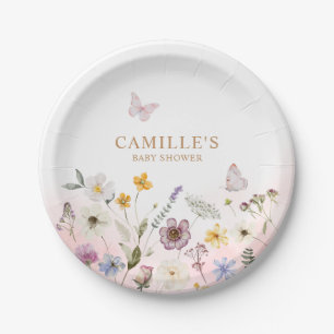 Assiettes En Carton Baby shower de jardin floral papillon