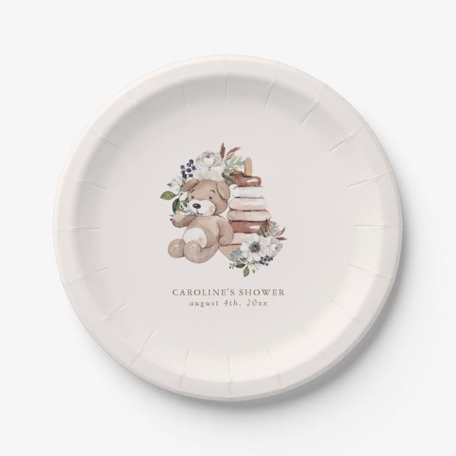 Assiettes En Carton Baby shower de la crèche Neutral Boho (Devant)