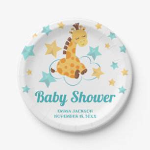 Assiettes En Carton Baby shower de la Giraffe et des Etoiles neutres