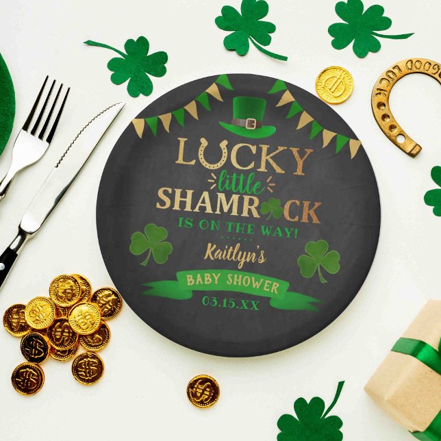 Assiettes En Carton Baby shower de la Saint-Patrick du Petit Shamrock (Créateur téléchargé)