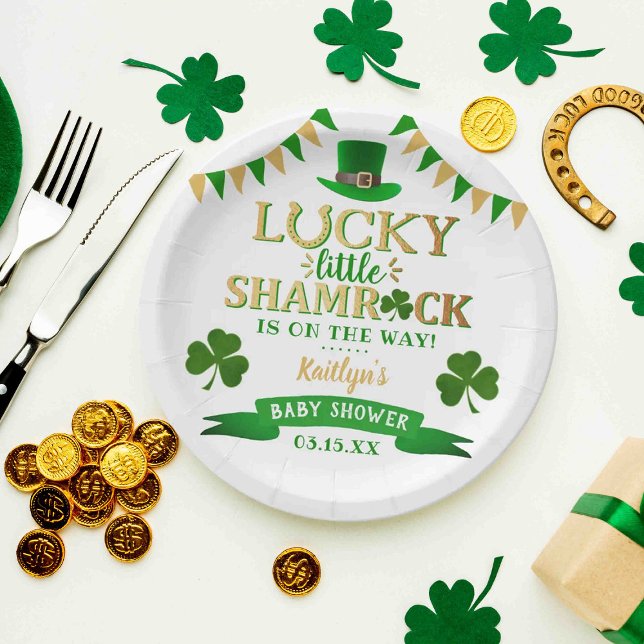 Assiettes En Carton Baby shower de la Saint-Patrick du Petit Shamrock (Créateur téléchargé)