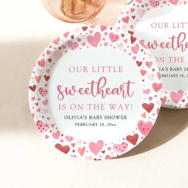 Assiettes En Carton Baby shower de la Saint Valentin Pink Little Sweet (Créateur téléchargé)