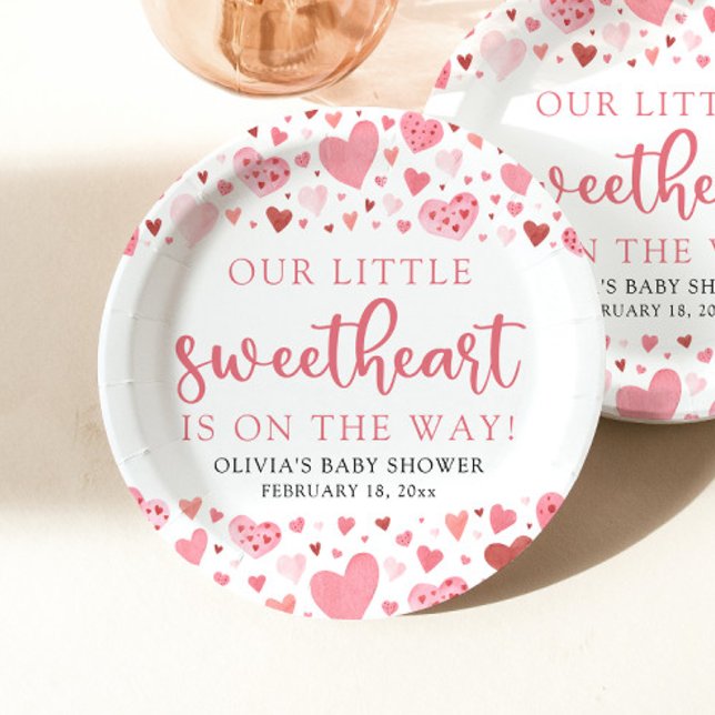 Assiettes En Carton Baby shower de la Saint Valentin Pink Little Sweet (Créateur téléchargé)