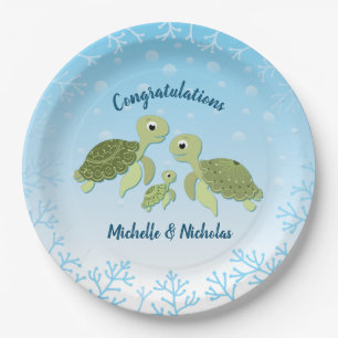 Assiettes En Carton Baby shower de la tortue de mer Co-Ed Genre neutre