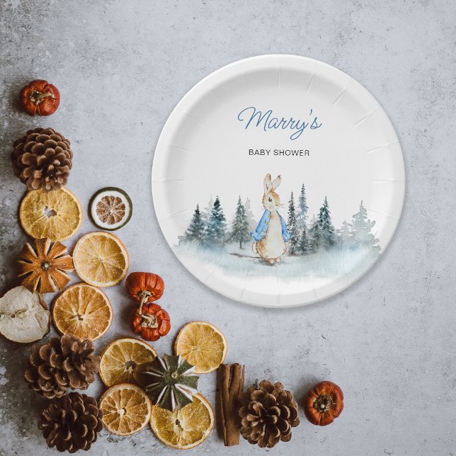 Assiettes En Carton Baby shower de lapin d'hiver (Créateur téléchargé)