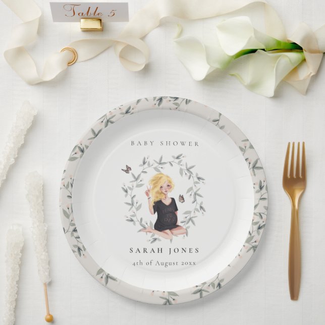 Assiettes En Carton Baby shower de liage pour femmes élégantes (Mariage)