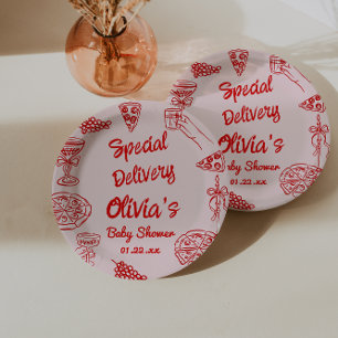 Assiettes En Carton Baby shower de livraison spécial rouge à la main t