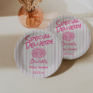 Assiettes En Carton Baby shower de livraison spéciale Pizza Pink dessi